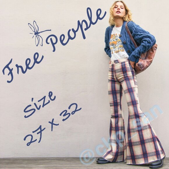 Free People Just Float On Printed Flare Jeans Sz 27